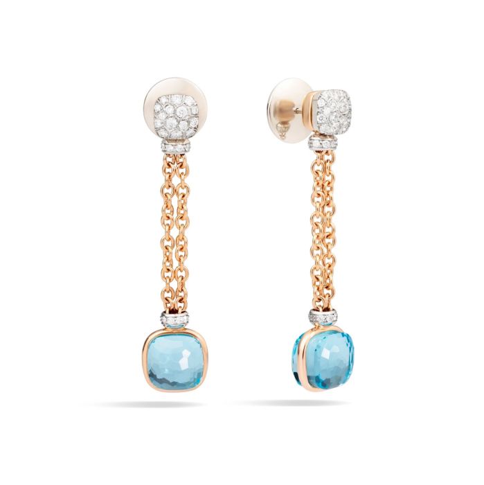 POMELLATO NUDO ORECCHINI TOPAZIO BLU E DIAMANTI