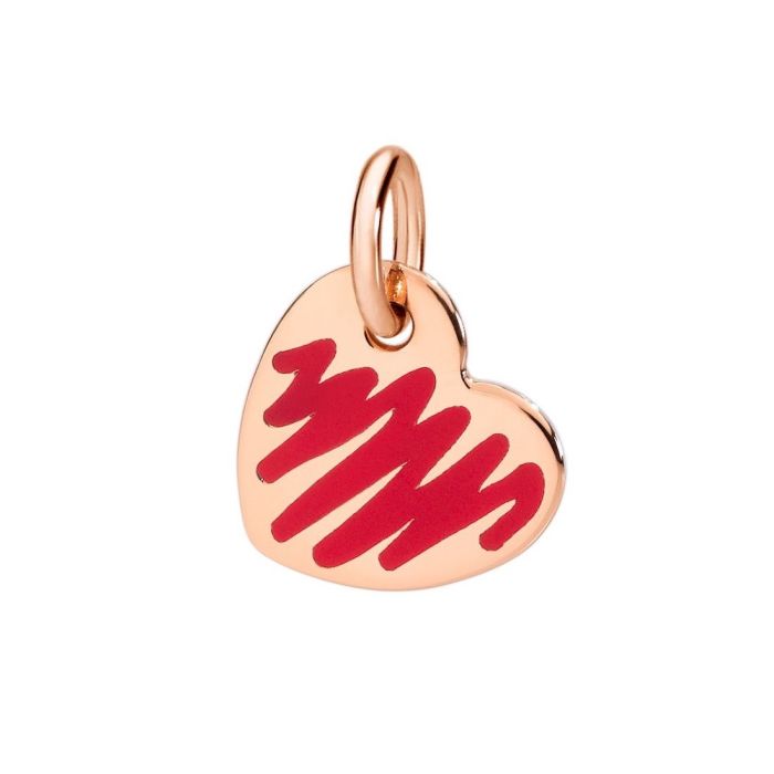 DODO CIONDOLO CUORE ORO ROSATO SMALTO ROSSO DODO CIONDOLO CUORE ORO ROSATO SMALTO ROSSO