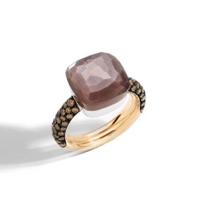 POMELLATO NUDO CHOCOLATE MAXI ANELLO PIETRA DI LUNA DIAMANTI POMELLATO NUDO CHOCOLATE MAXI ANELLO PIETRA DI LUNA DIAMANTI