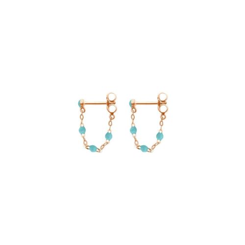 GIGI CLASSIQUE BOUCLES D'OREILLES OR ROSE TURQUOISE VERT